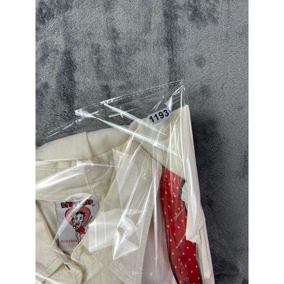 Vintage 1997 Betty Boop Shirt M White Button Up Suspenders Print MGM Grand RARE - Picture 13 of 13